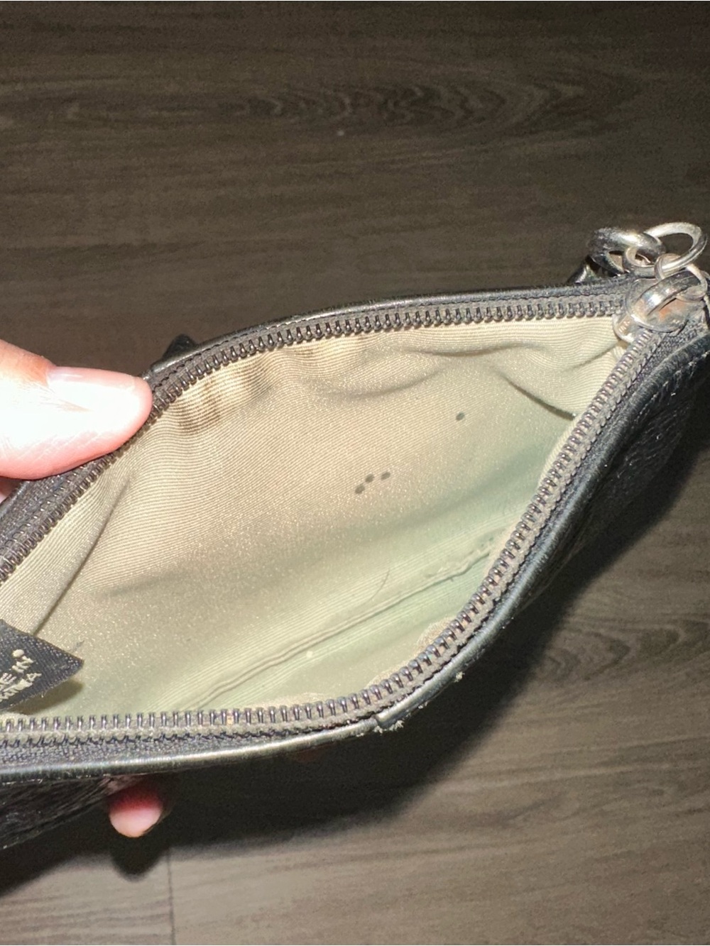 Black Pebbled Leather Zip Card Holder - Picture 2 of 7